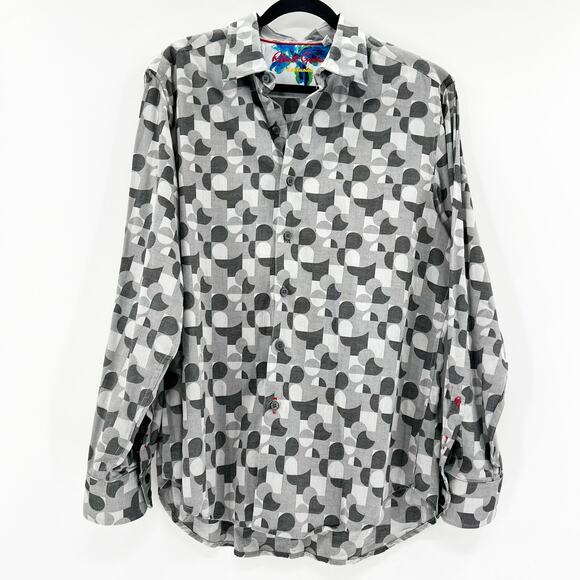Robert Graham Mens Grey Pattern Long Sleeve Button Down XL